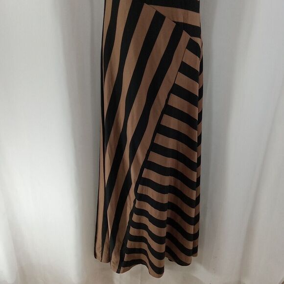 Cristinalove Dress Women's Size Medium Stretchy Striped Black Brown - Picture 2 of 13